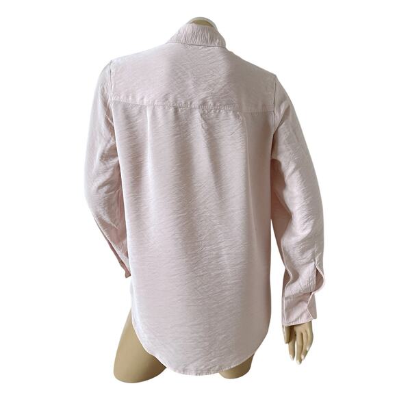 H&M Womens Size XS Pink Long Sleeve Viscose Blend Button Front Collared Shirt - Picture 3 of 7